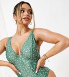 Peek & Beau Fuller Bust Exclusive Underwire Swimsuit With Belt In Green Floral