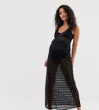 Asos Design Maternity Jersey Lace Beach Cover Up - Black