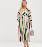 Asos Design Maternity Wrap Maxi Dress In Stripe-multi