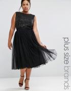 Lovedrobe Luxe Embellished Tulle Skirt Midi Dress - Black