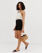 Asos Design Canvas Mom Short-black