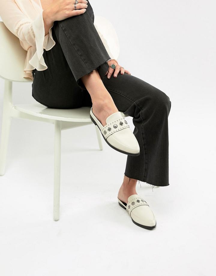 Sol Sana Leather Stud Detail Mule In White