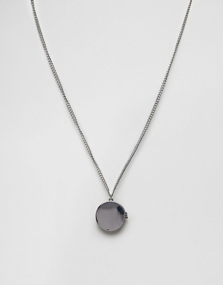 Asos Necklace In Silver With Locket Pendant - Silver