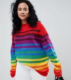 Asos Design Curve Sweater In Bright Stripe - Multi