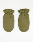 Svnx Quilted Nylon Mittens In Khaki-green