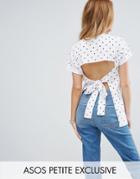 Asos Petite T-shirt With Open Back In Polka Dot - Multi