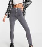 Topshop Tall Joni Organic Cotton Jeans In Gray