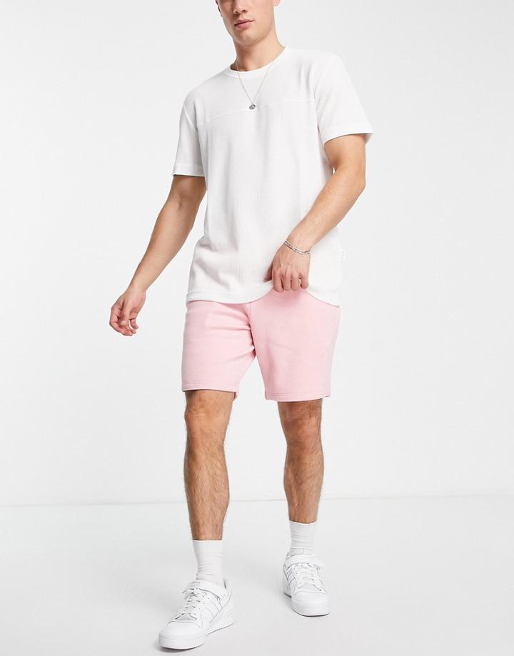 River Island Slim Jersey Shorts In Pink Heather