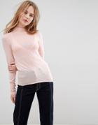 Asos Sweater With Turtleneck In Sheer Knit - Pink