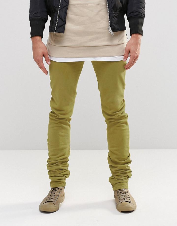 Asos Super Skinny Stacker Jeans In Light Khaki - Light Khaki