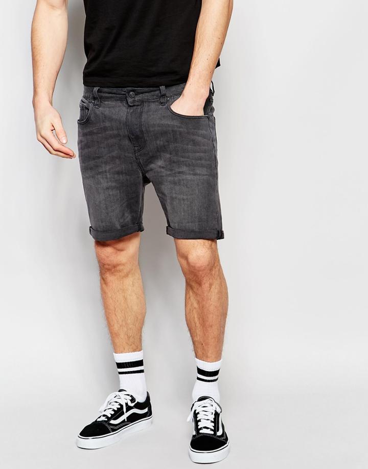 Asos Slim Denim Shorts In Washed Black - Washed Black