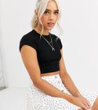 Asos Design Petite Short Sleeve Crop T-shirt In Black