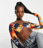 Missyempire Exclusive Cut-out Halter Neck Crop Top In Multi Print - Part Of A Set