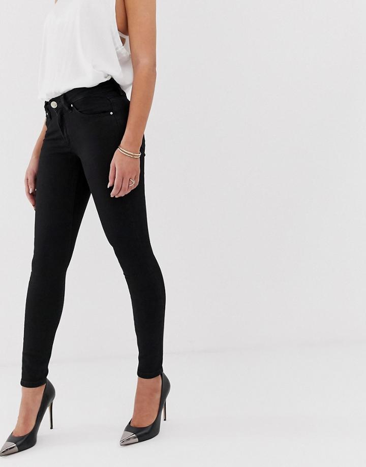 Asos Design Lisbon Mid Rise Skinny Jeans In Clean Black In Ankle Length