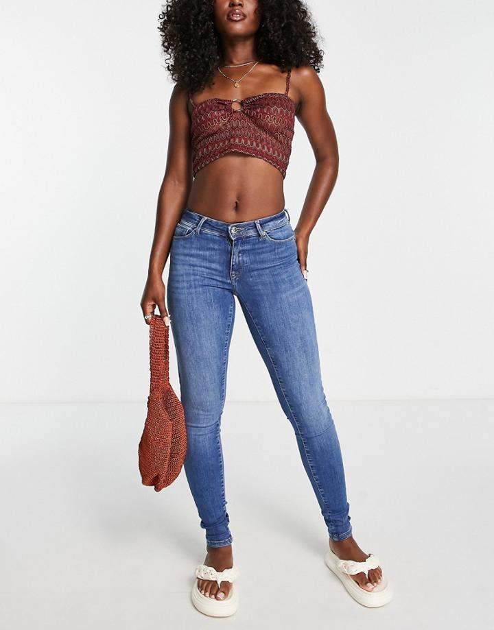 Only High Rise Skinny Jean In Medium Wash-blue