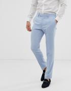 Asos Design Wedding Skinny Suit Pants In Blue Cross Hatch - Blue