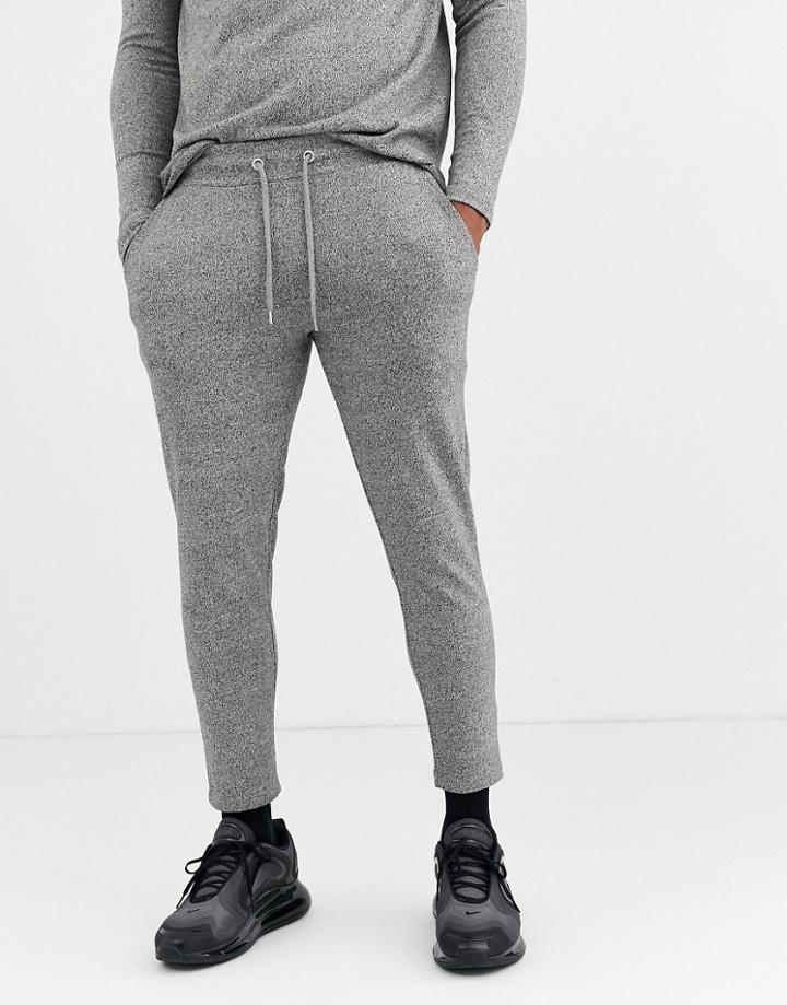 Asos Design Two-piece Skinny Sweatpants With Fixed Hem In Gray Marl Twisted Yarn