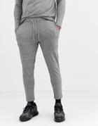 Asos Design Two-piece Skinny Sweatpants With Fixed Hem In Gray Marl Twisted Yarn