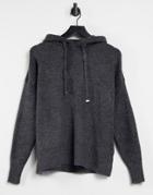 New Look Knit Hoodie In Mid Gray-grey