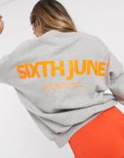 Sixth June Oversized Sweatshirt With Neon Logo In Marl-gray