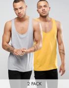 Asos 2 Pack Tank With Extreme Racer Back Save - Multi
