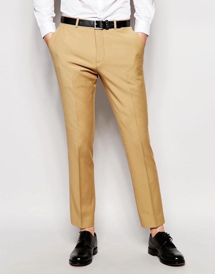 Asos Wedding Slim Suit Pants In Camel - Camel