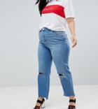 Asos Curve Farleigh Straight Leg Jeans With Seamed 80s Detail - Blue