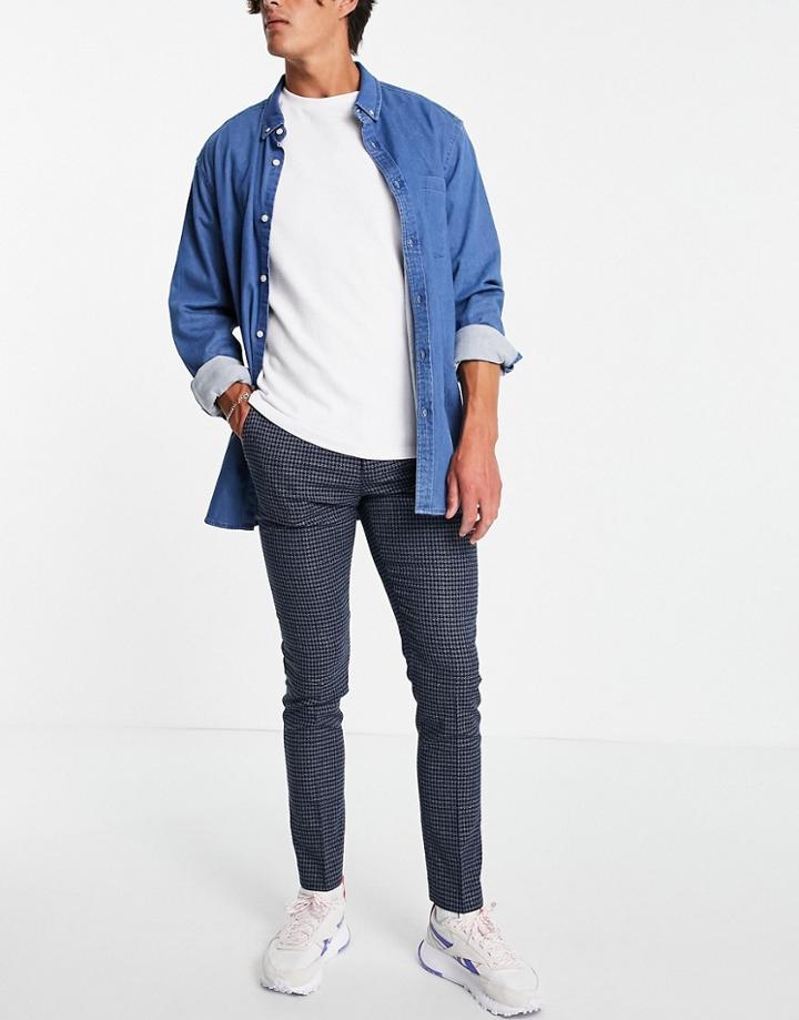 Asos Design Skinny Smart Pants In Navy With Elasticized Waist