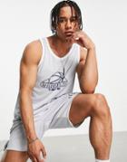 Topman Oversized Basketball Tank Top With Carolina Print In Gray - Part Of A Set