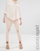 Vero Moda Petite Skinny Ankle Grazer Jeans - Cream Tan