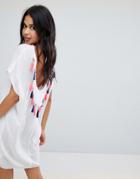 Anmol Scoop Neck Beach Dress With Tassel Detailing - White