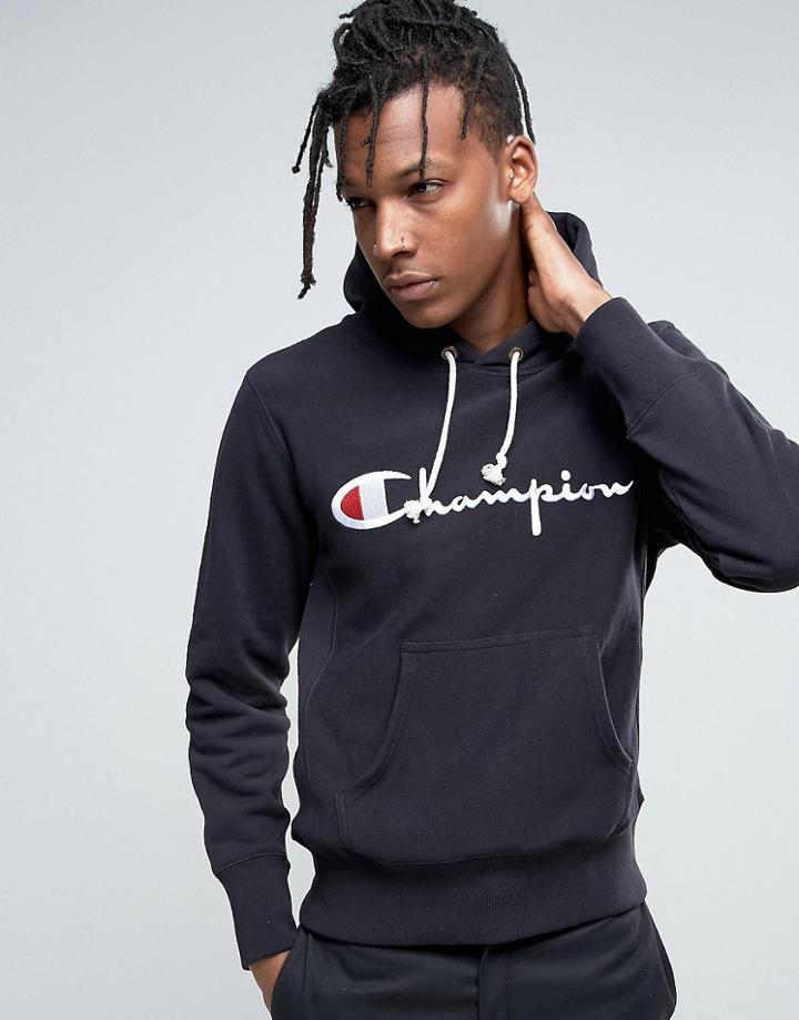 Champion Hoodie With Large Logo - Black