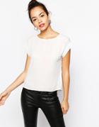 New Look Woven Cropped T-shirt - Black