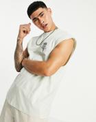 Asos Design Oversized Tank In Pastel Green With Rose Chest Print