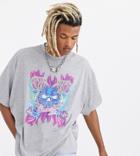 Collusion T-shirt With Skull Print In Gray Marl