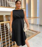 Closet London Plus Sleeveless Midaxi Dress With Fluted Hem In Black