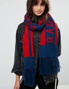 Monki Radical Chic Slogan Scarf - Navy