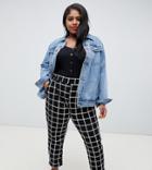 New Look Curve Check Pants In Black Pattern - Black