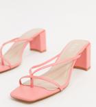 Raid Wide Fit Freddy Square Toe Strappy Sandals In Coral-orange