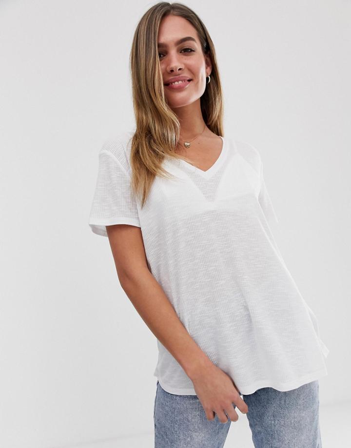 Asos Design T-shirt In Longline Slubby Rib In White