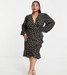 In The Style Plus X Carys Whittaker Wrap Front Midi Dress In Floral Print-multi