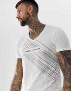 Armani Exchange V-neck Graphic Logo T-shirt In White - White