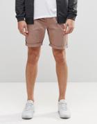Asos Slim Chino Shorts In Pale Pink - Ginger Snap