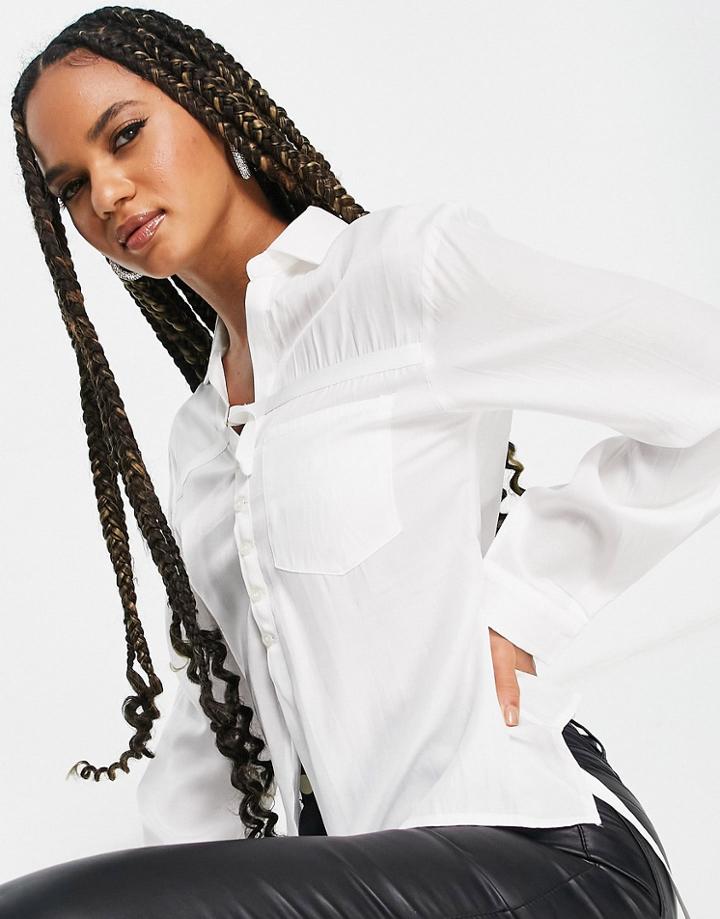 Saint Genies Wrap Front Button Shirt In White