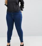 Asos Design Curve Ridley High Waist Skinny Jeans In Popular Deep Blue Wash - Blue