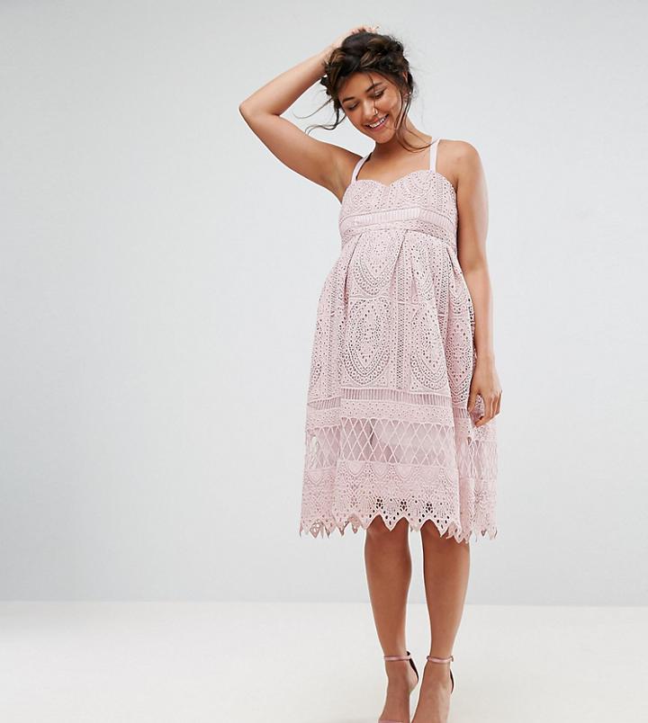 Chi Chi London Maternity Crochet Cami Midi Dress