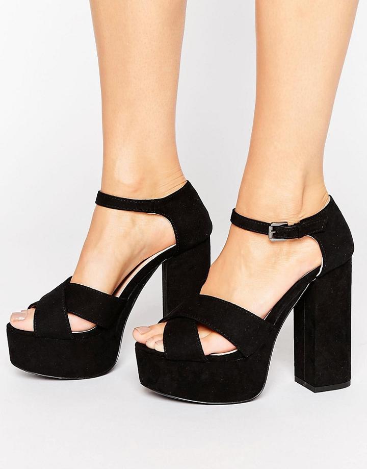 Pull & Bear Suede Platform Heel - Black