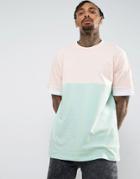 Asos Oversized T-shirt In Pastel Color Block - Pink