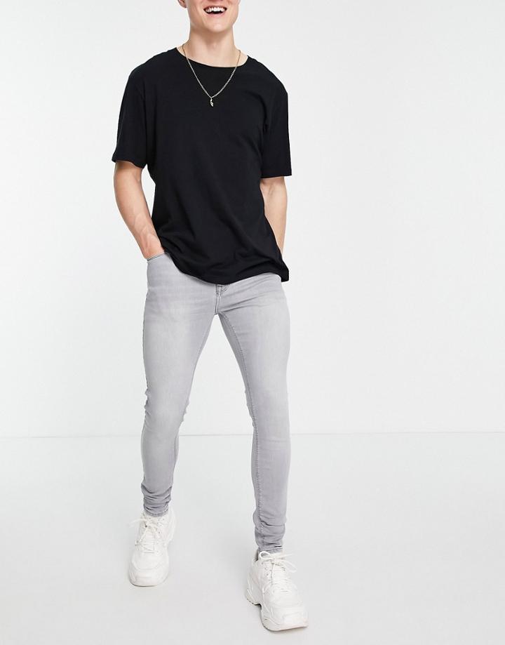 Asos Design Spray On Jeans With Power Stretch In Gray-grey