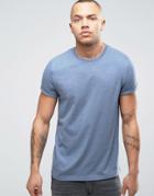 Asos T-shirt With Crew Neck And Roll Sleeve In Blue - Blue